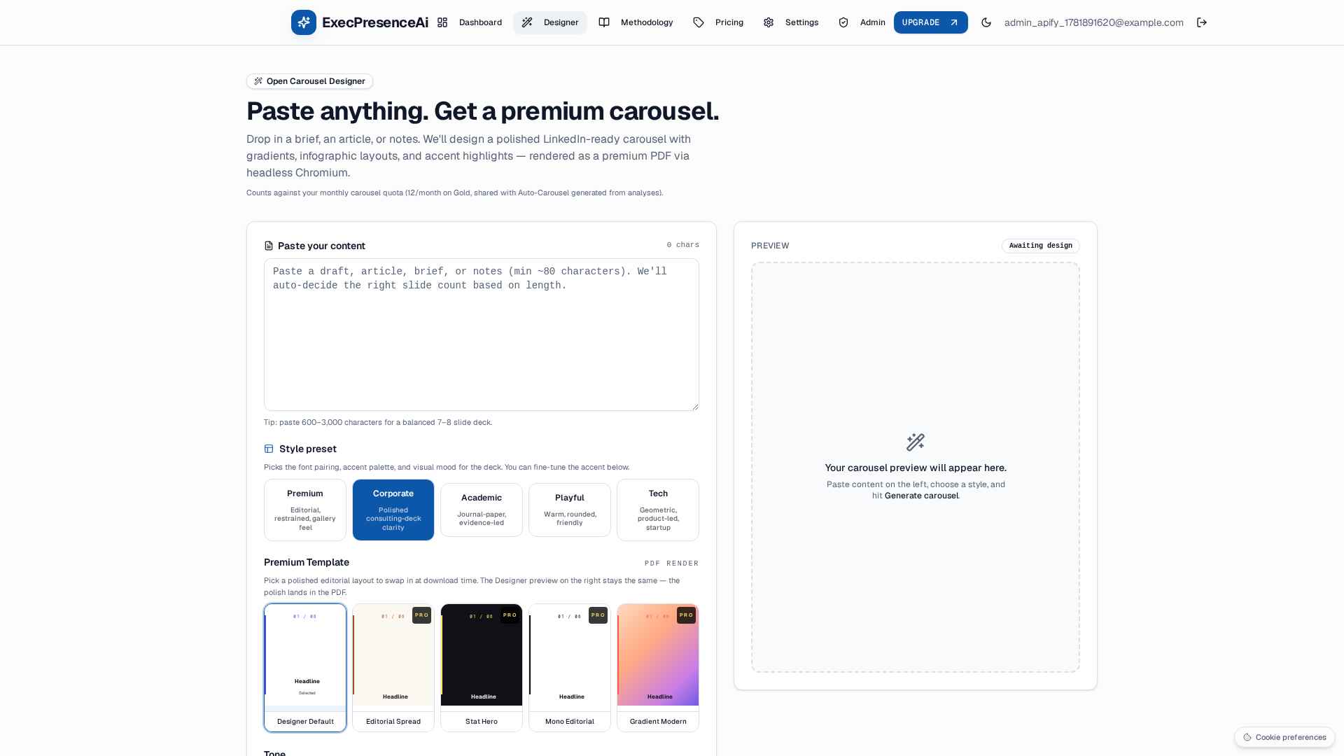 Carousel Designer with premium templates