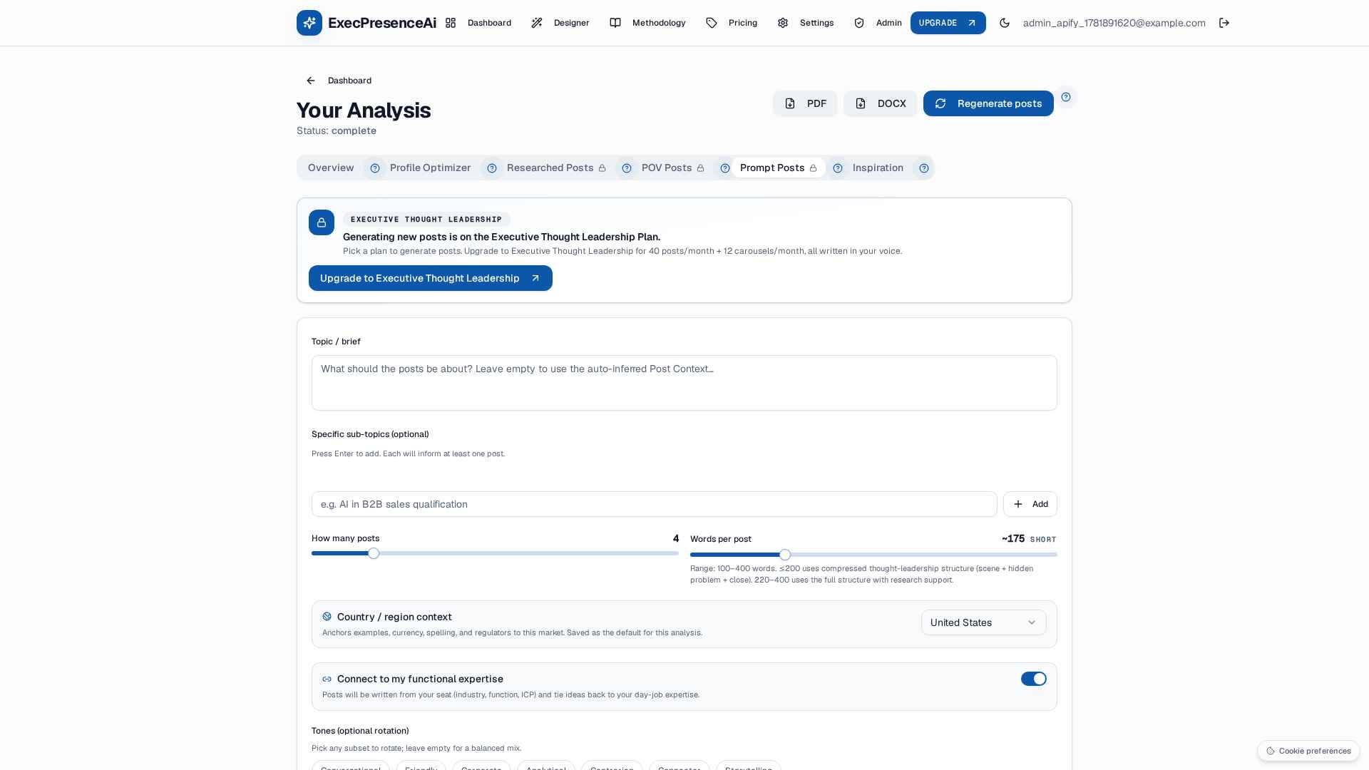 Prompt Posts editor inside Blayzrr