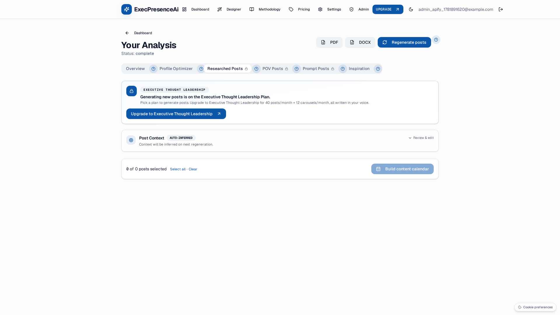 Researched Posts panel inside Blayzrr